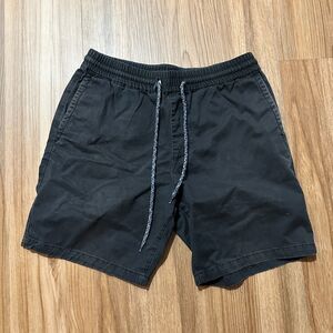 PacSun Mens Casual Chino Shorts Black Elastic Waist Drawstring Sz Medium Preppy